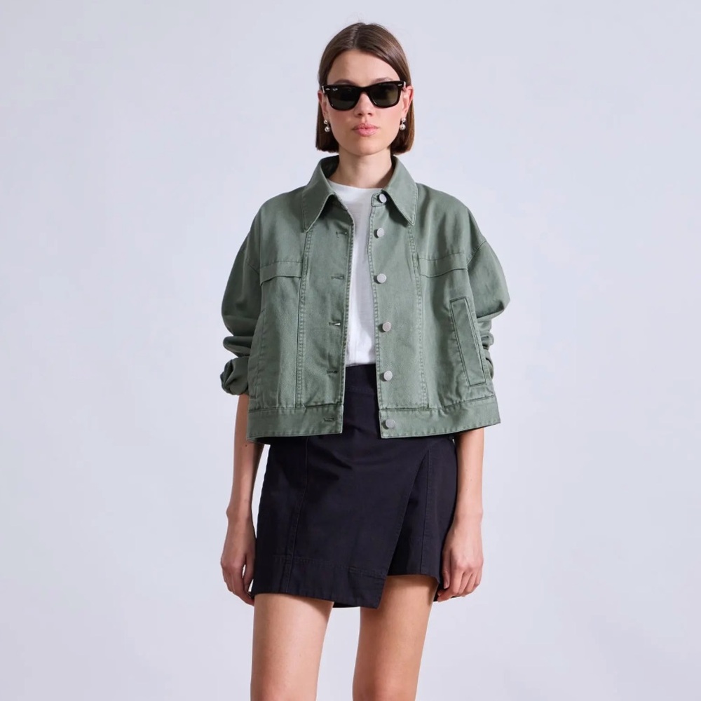 Apiece Apart Sage Green Cropped Utility Jacket